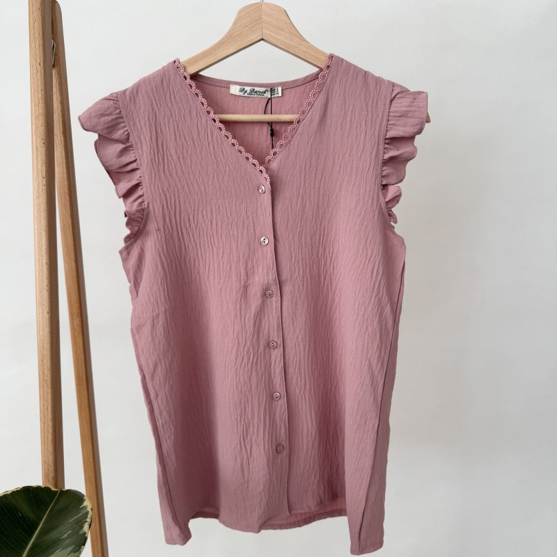 تاپ یقه هفت آستین پلیسه کالباسی