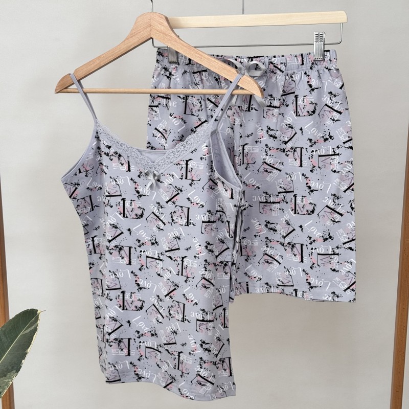 ست تاپ و شورتک میسپل طرح لاو