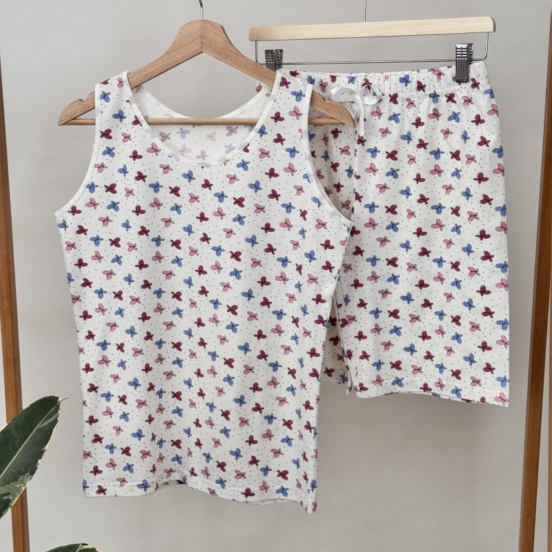 ست تاپ و شورتک میسپل طرح پروانه رنگی