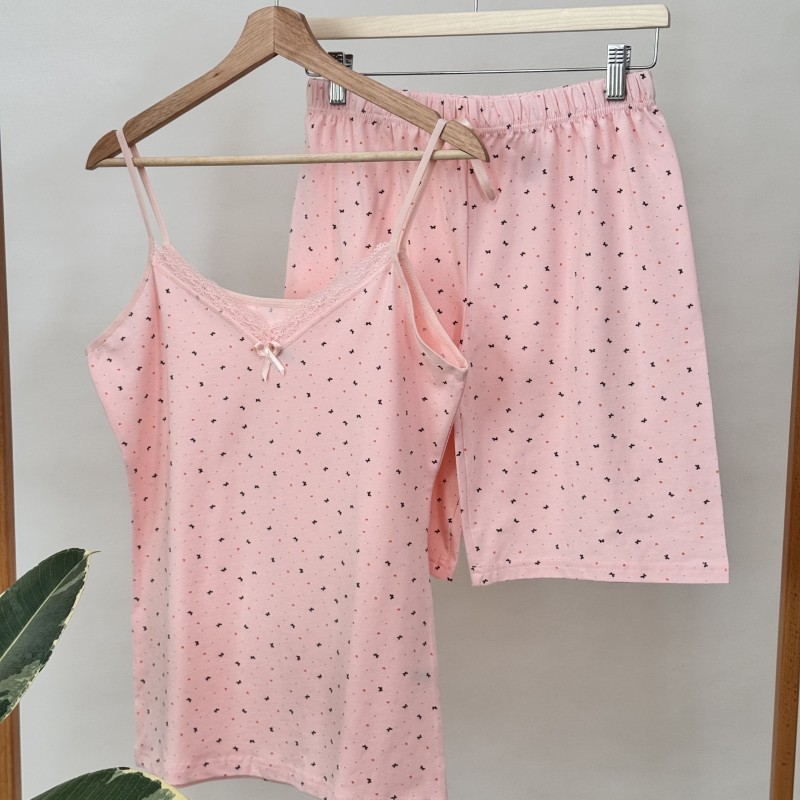 ست تاپ و شورتک میسپل طرح پاپیون و قلب