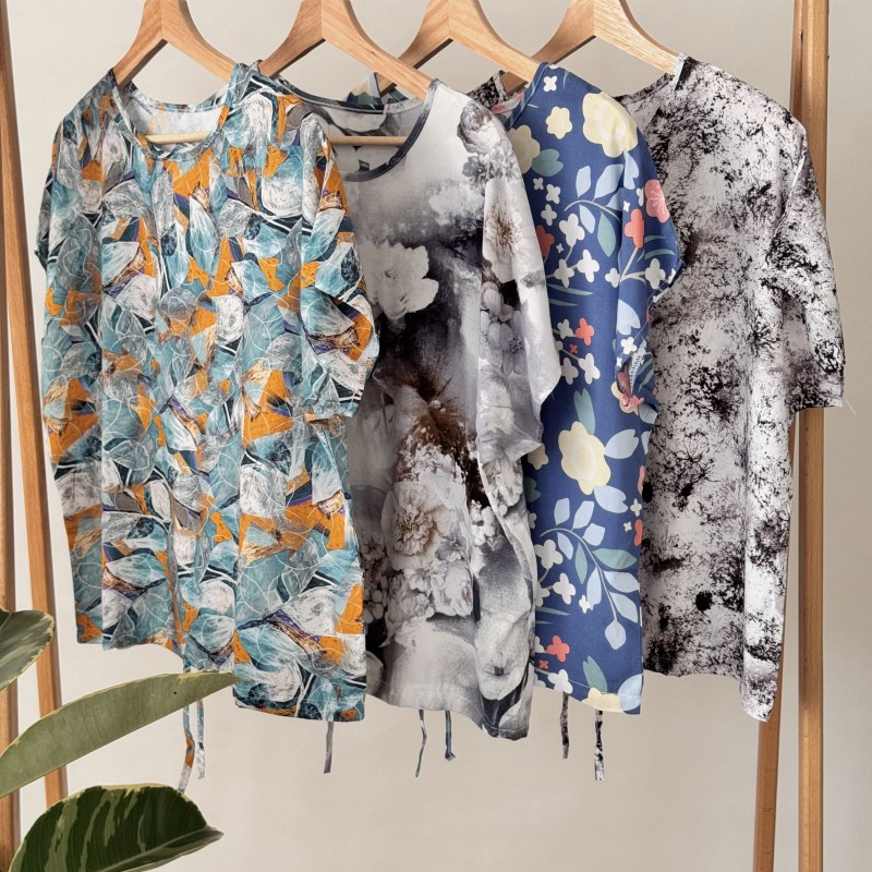 شومیز طرح‌دار نخی جلو بنددار