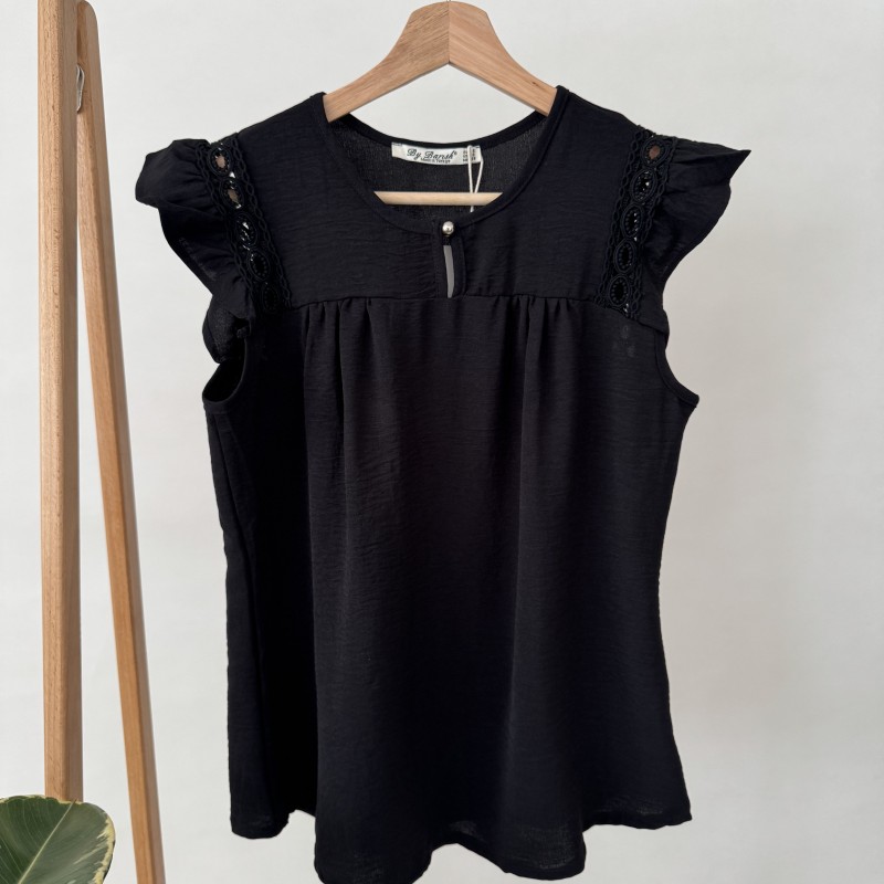 تاپ یقه گرد آستین پلیسه