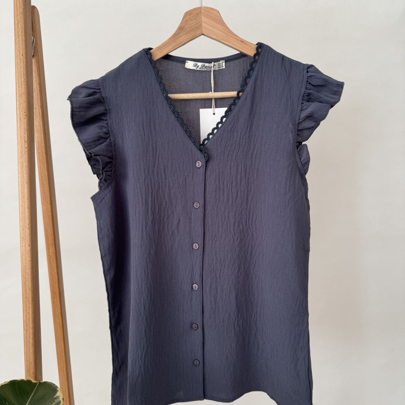 تاپ یقه هفت آستین پلیسه