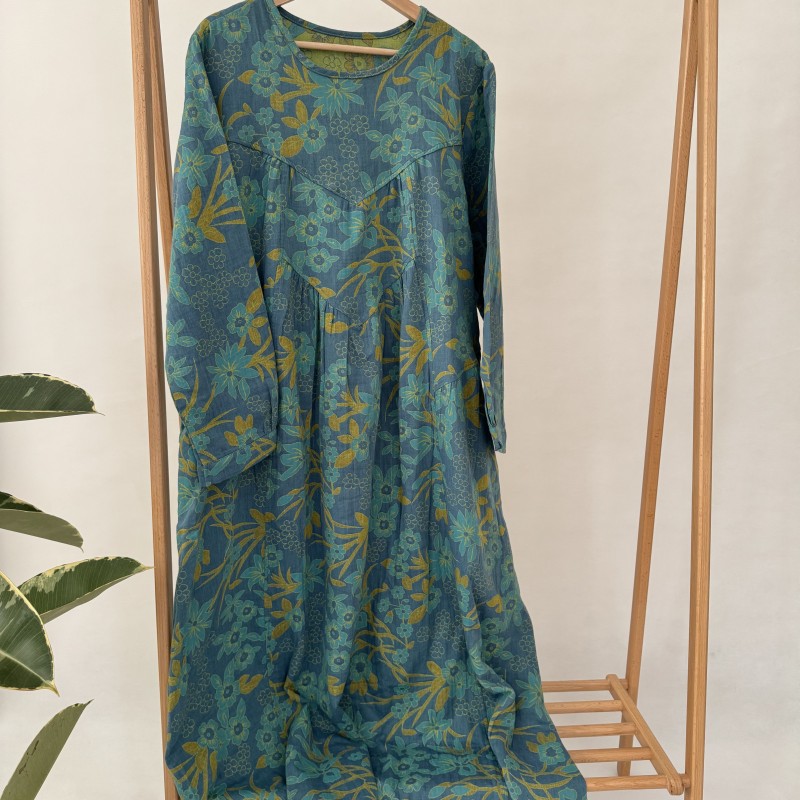 پیراهن ساحلی کنفی طرح گلستان