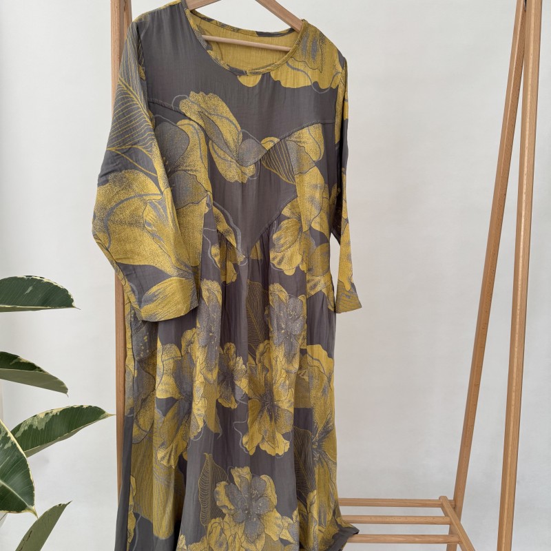 پیراهن ساحلی کنفی میدی طرح خزان