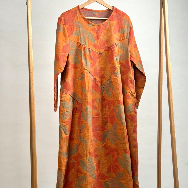 پیراهن ساحلی کنفی طرح برگ