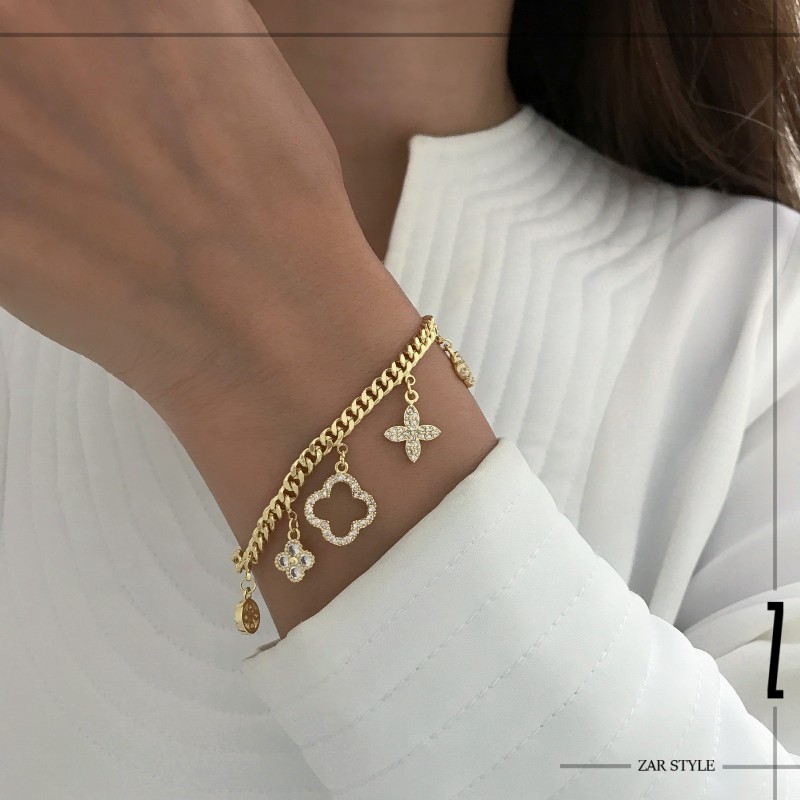 دستبند ونکلیف آویزدار زنجیر کارتیه