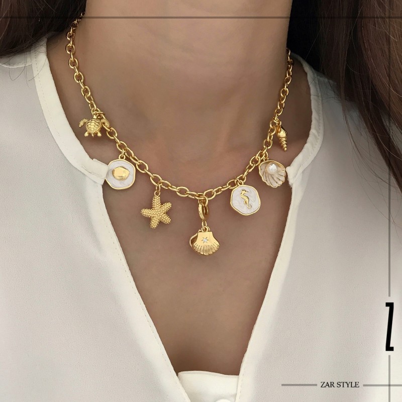 گردنبند آویزدار صدف و ستاره دریایی