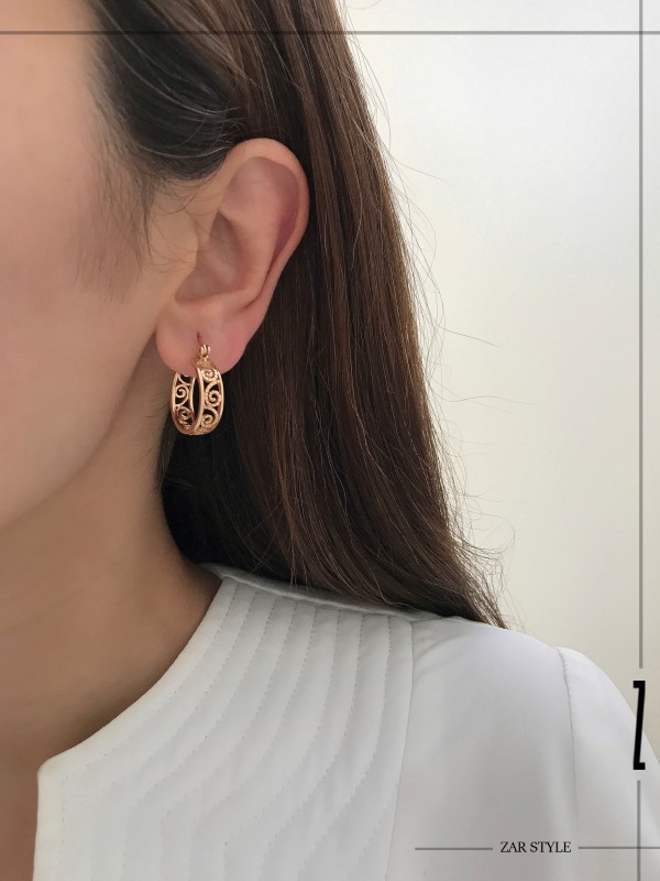 گوشواره حلقه‌ای طرح ملیله دوزی ژوپینگ