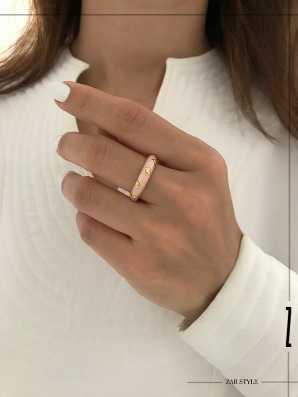 انگشتر میناکاری کروما صورتی