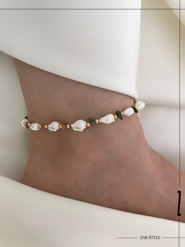 پابند صدفی سنگ رنگی