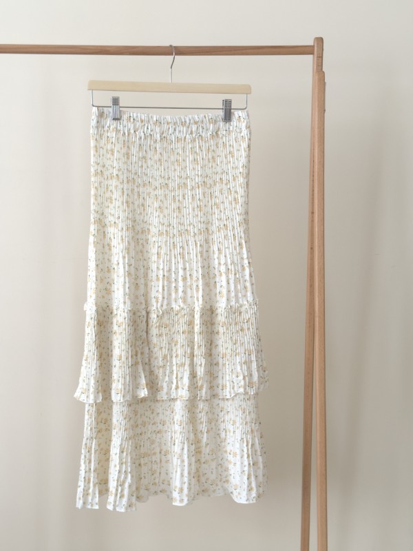 دامن حریر پلیسه گل‌دار تک چین کد 105