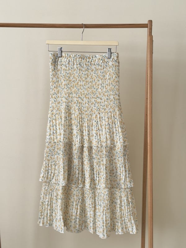 دامن حریر پلیسه گل‌دار تک چین کد 104