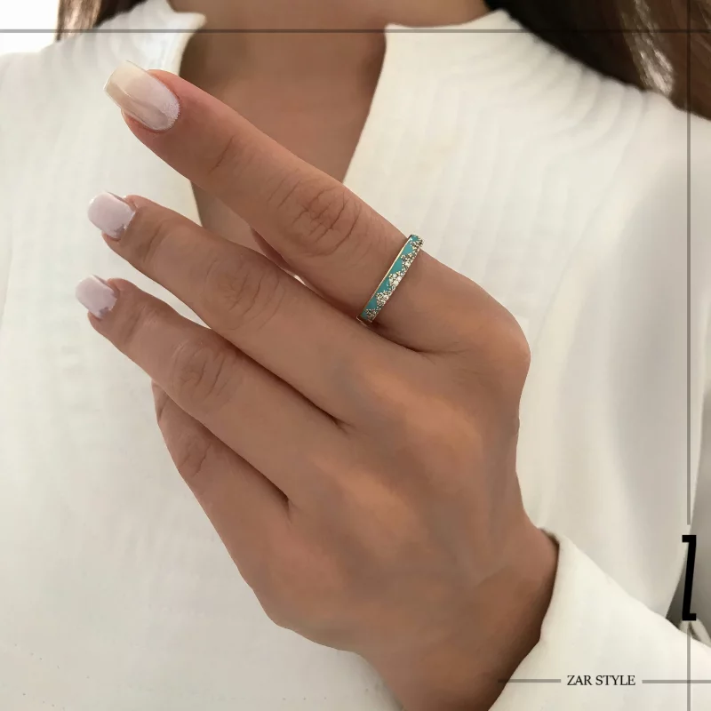 انگشتر میناکاری نگین مثلثی