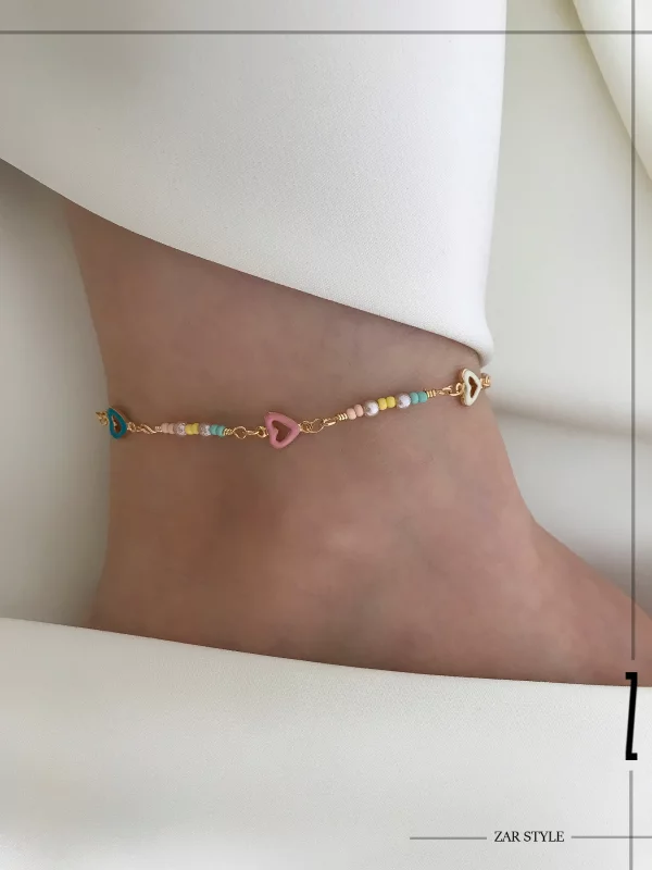 پابند میناکاری قلبی و مهره‌دار