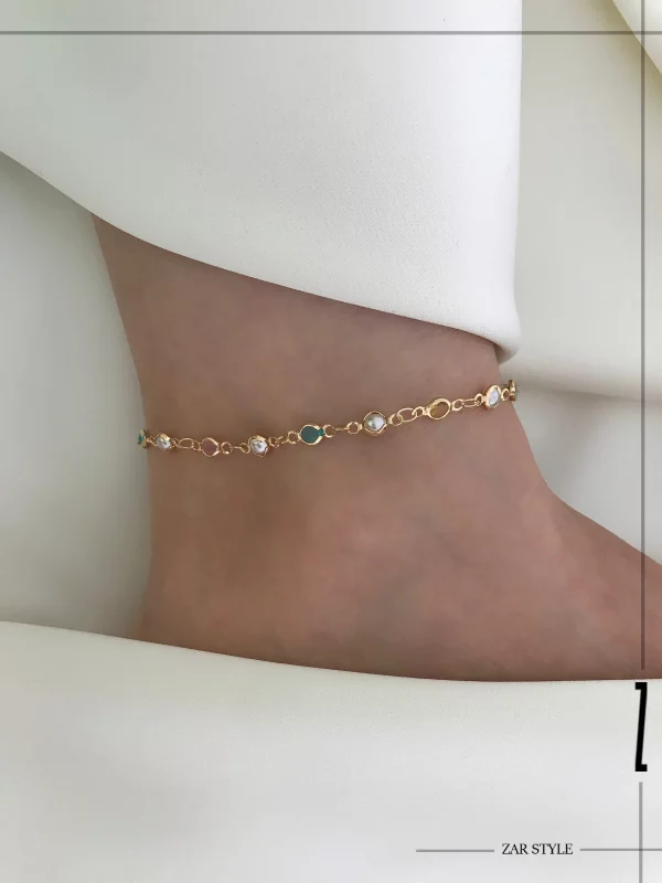 پابند نگین رنگی و مروارید