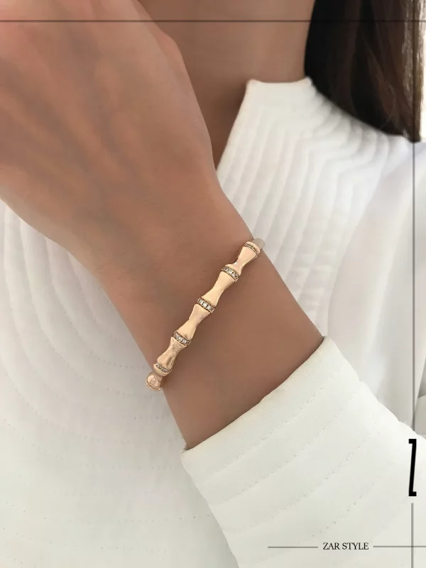 دستبند بامبو آینه‌ای نگین خطی