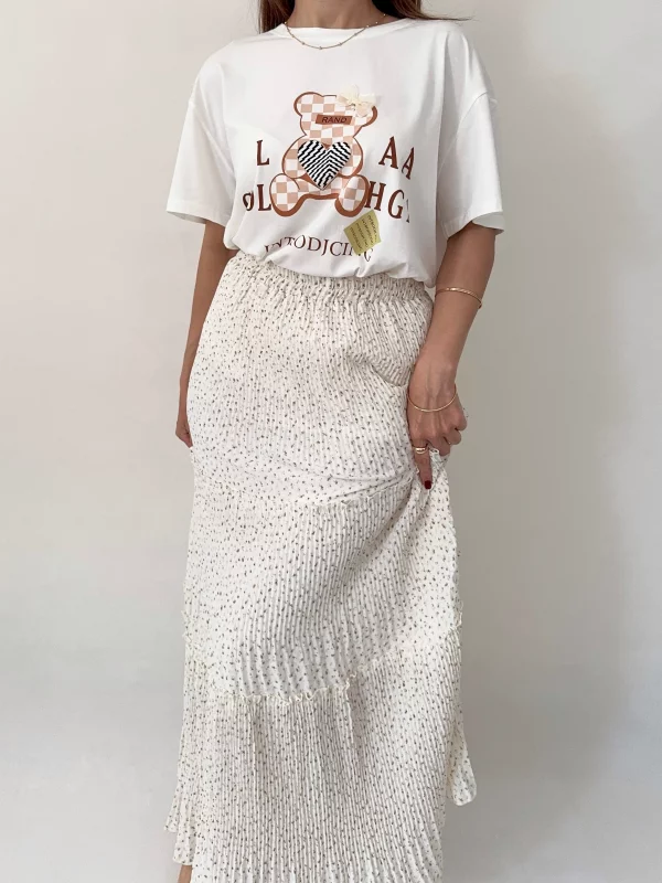 دامن حریر پلیسه گل‌دار کد 202