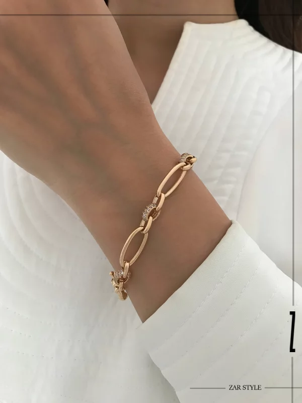 دستبند حلقه بیضی نگینی قفل ملوانی