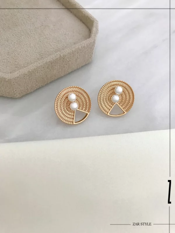 گوشواره سبد حصیری دو مروارید