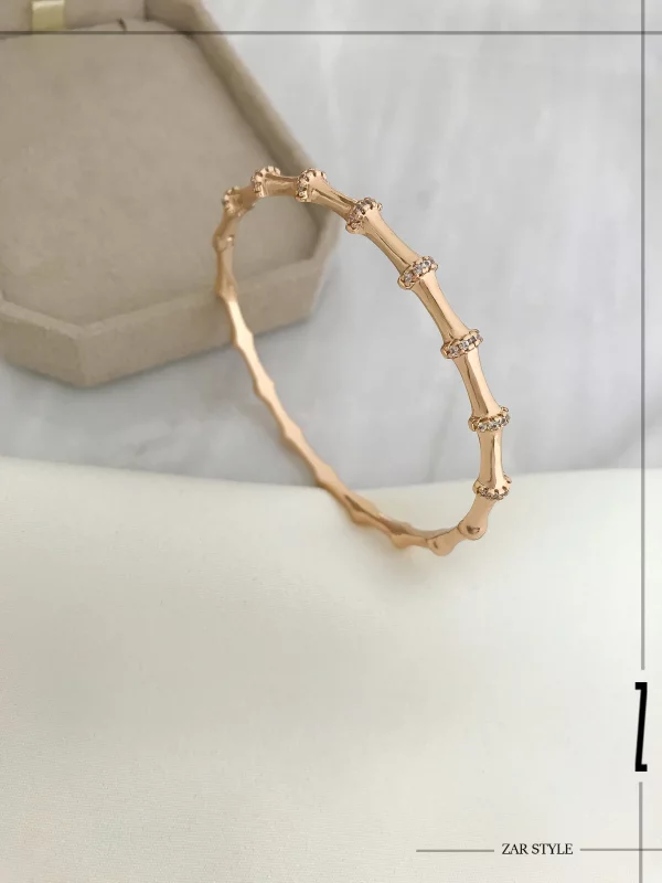 دستبند بامبو آینه‌ای نگین خطی باریک