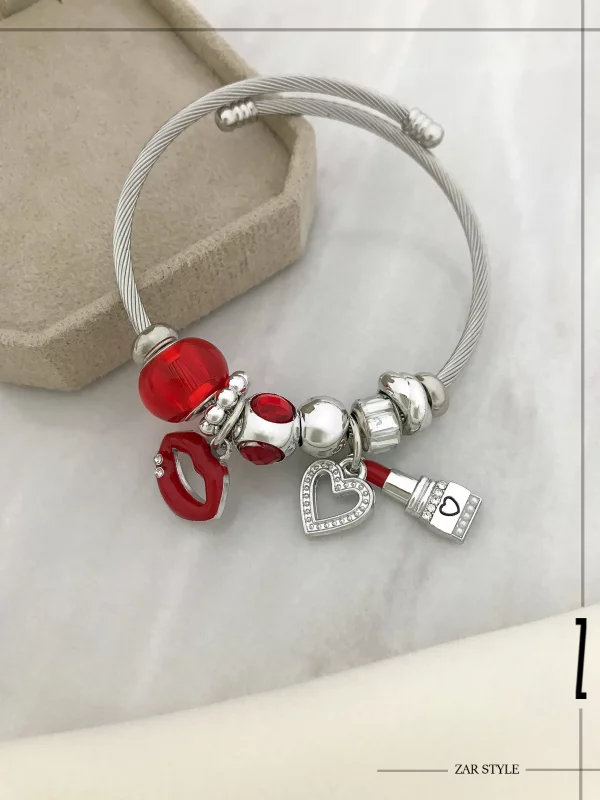دستبند پاندورا  چارم لب و رژ قرمز