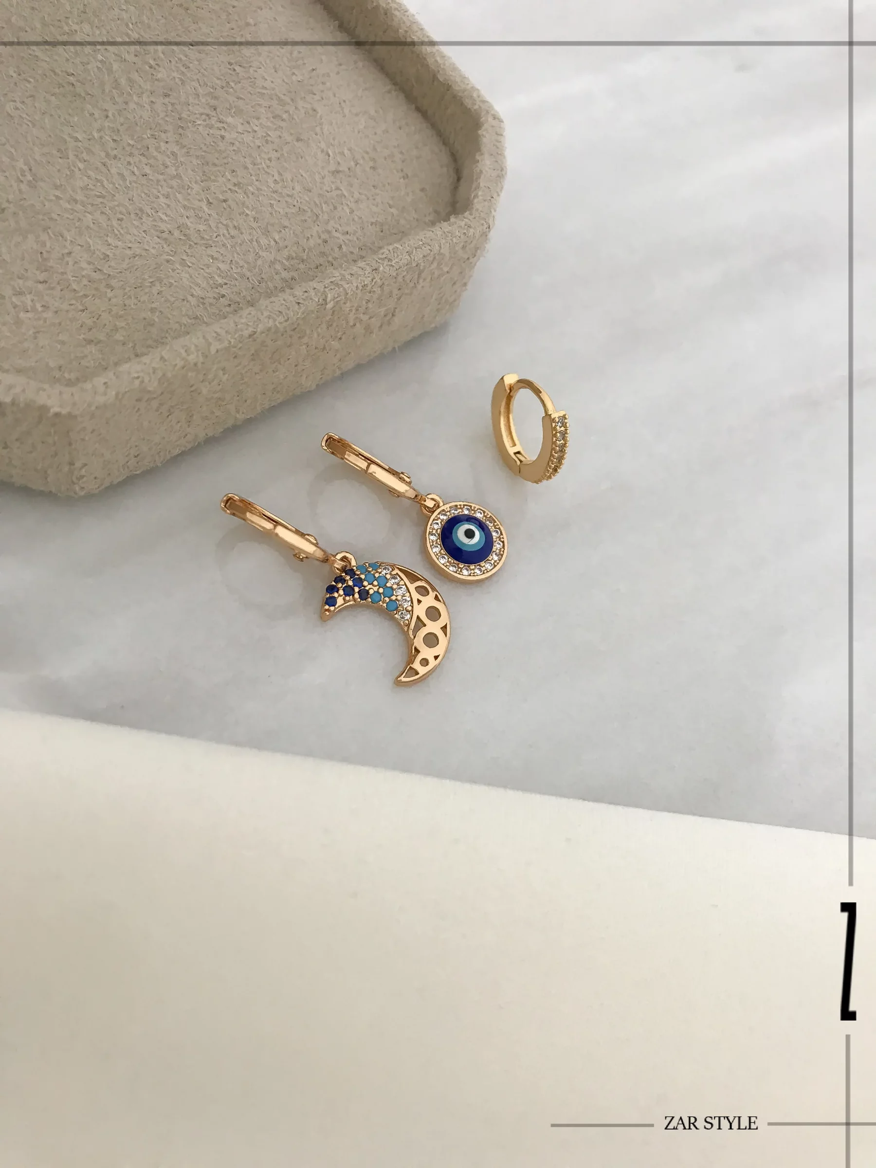 گوشواره سه تایی ماه و چشم نظر