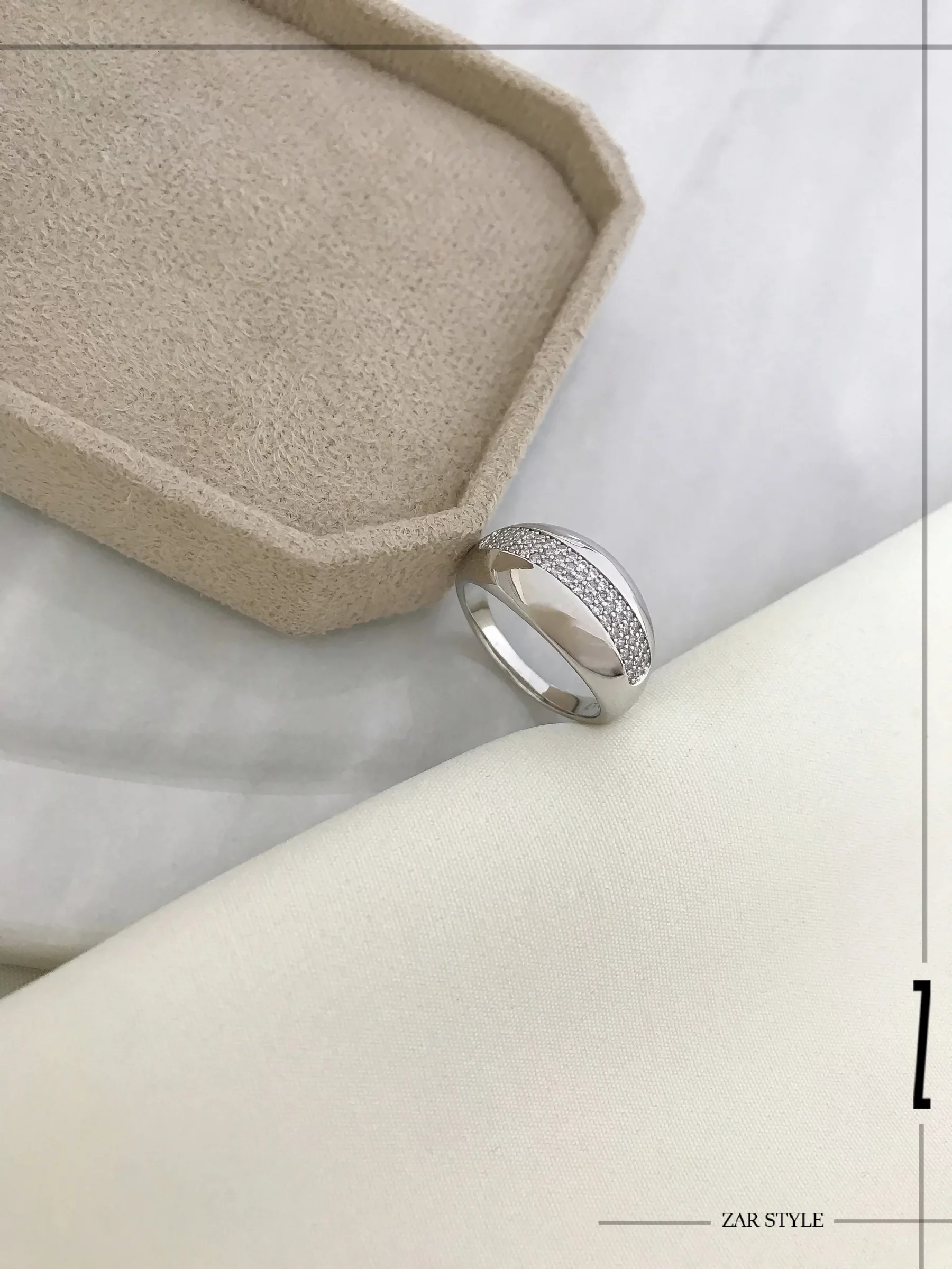 انگشتر دامله آینه و نگین