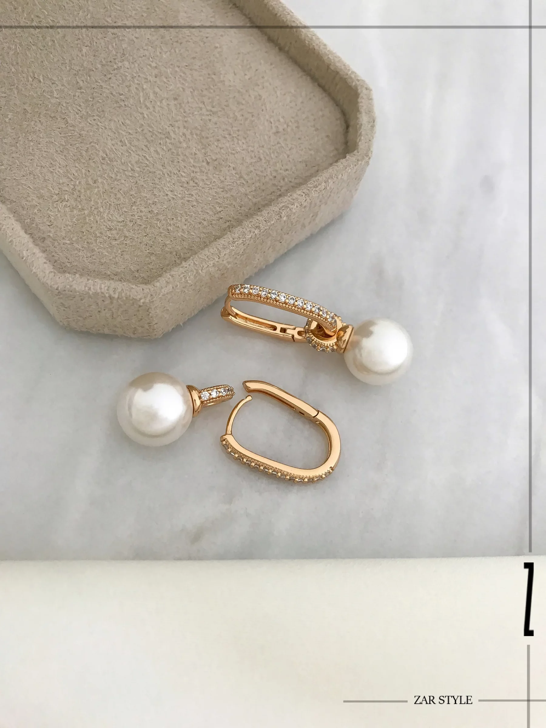 گوشواره مروارید آویز دو قطعه