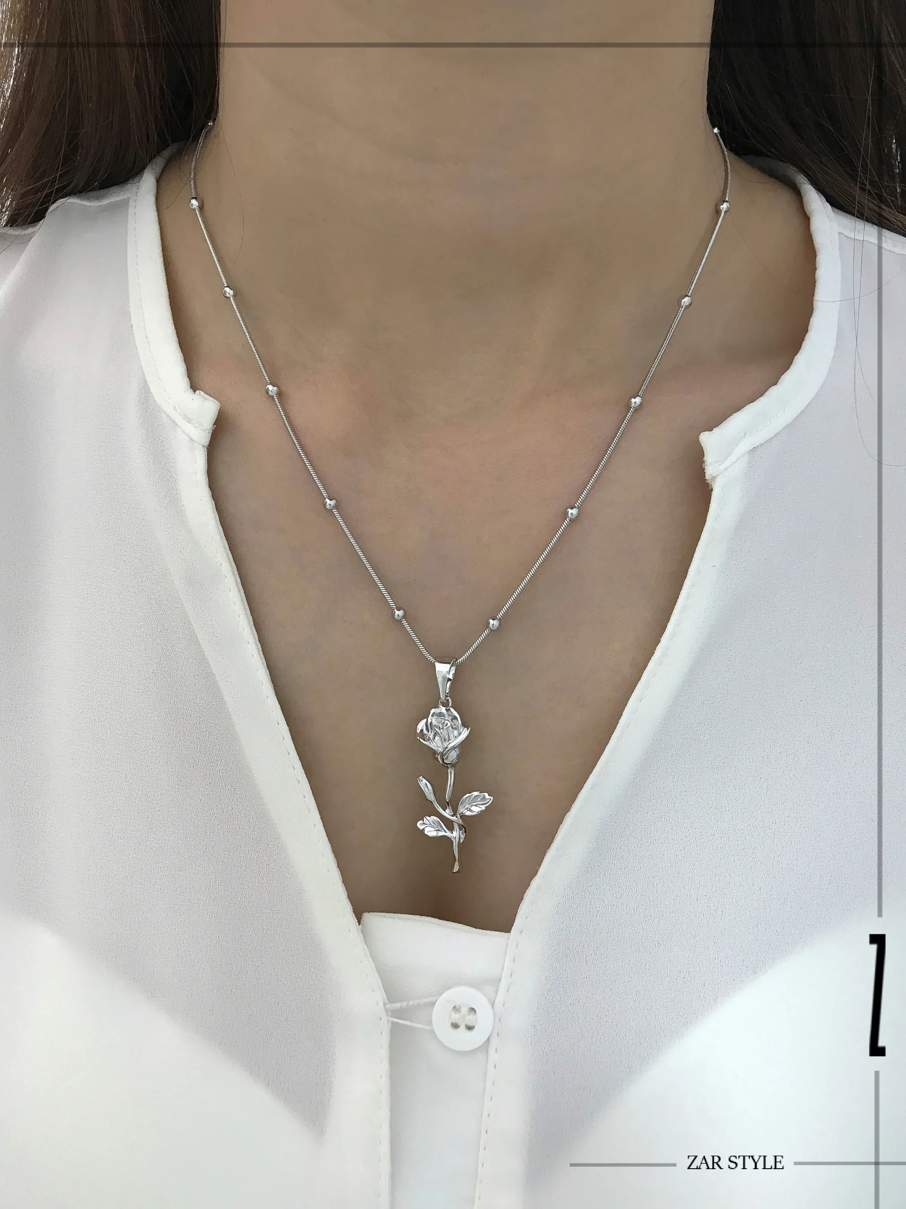 گردنبند گل رز زنجیر ماری