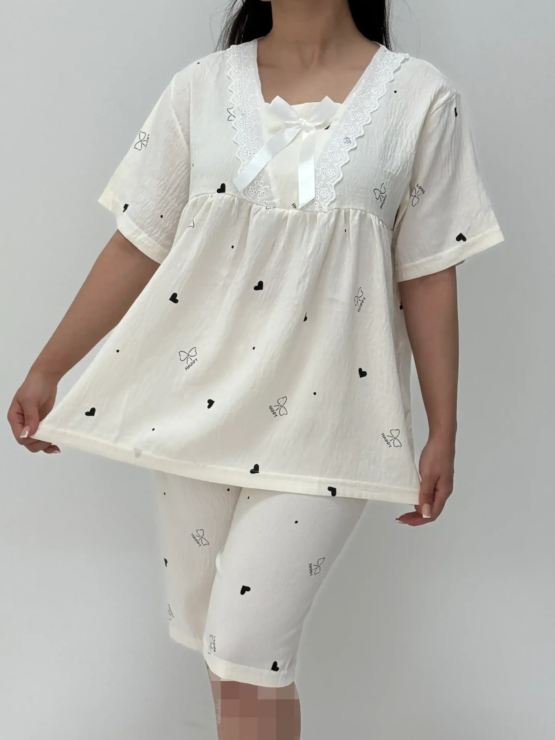 ست لباس راحتی بلوز و شلوارک کد 104