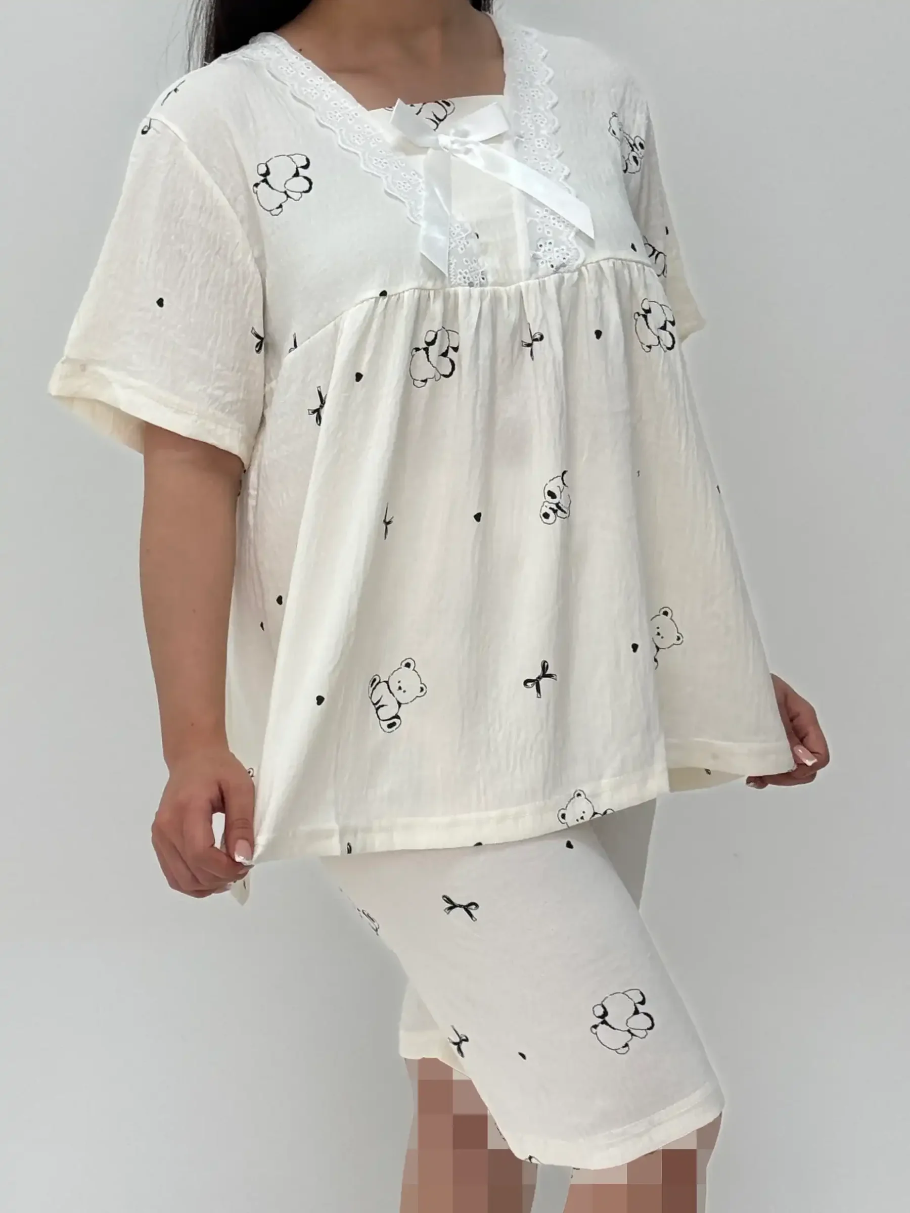 ست لباس راحتی بلوز و شلوارک کد 106