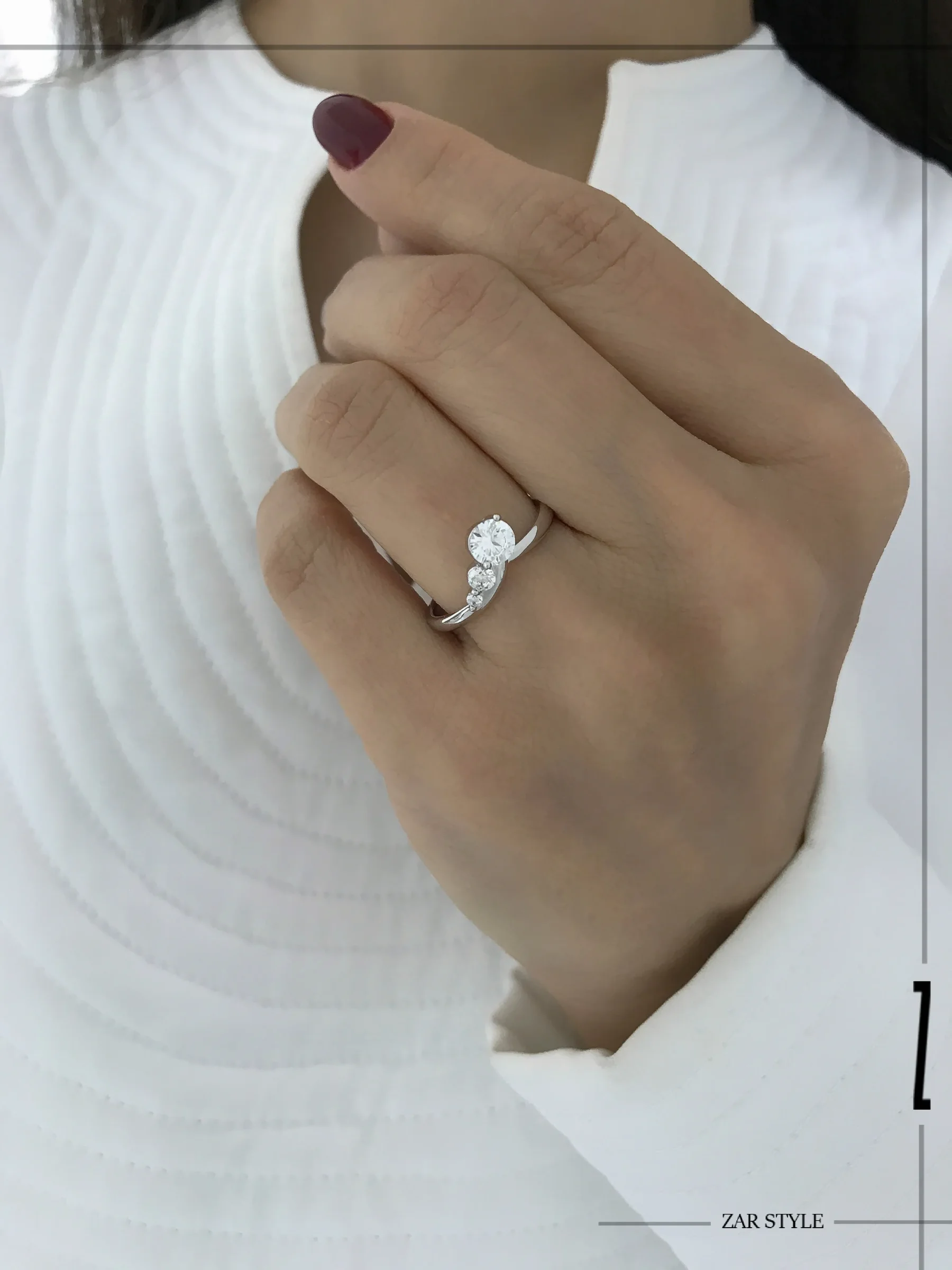 انگشتر حلقه هفتی سه نگین