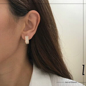 گوشواره مستطیلی فول نگین