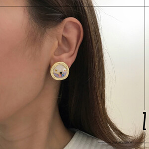 گوشواره میناکاری قاب بستنی و مروارید