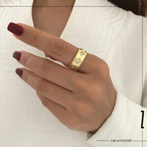 انگشتر ونکلیف آینه‌ای نگینی