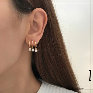 گوشواره ایرکافی سه لاین نگین آویز