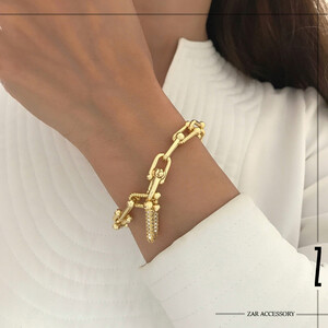 دستبند تیفانی بافت‌دار تک نگین