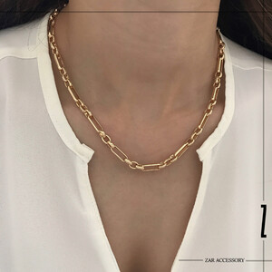 گردنبند زنجیری حلقه و بیضی