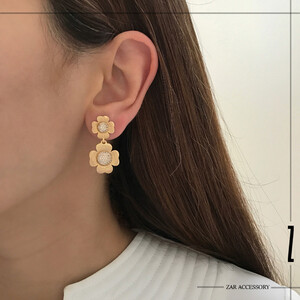 گوشواره دو گل شیاردار