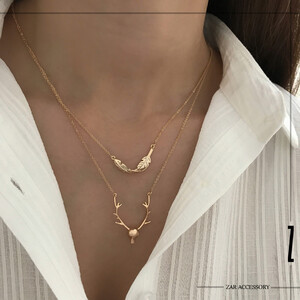 گردنبند دو لاین پر و گوزن