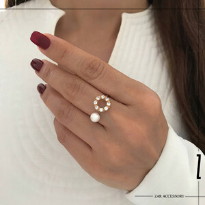 انگشتر کاف گل و مروارید