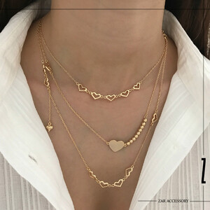 گردنبند سه لاین قلبی