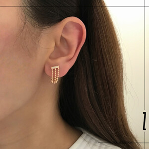 گوشواره سه لاین زنجیر توپی