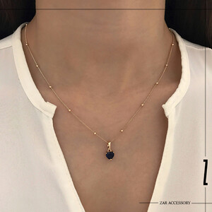 گردنبند سولیتر قلب سورمه‌ای