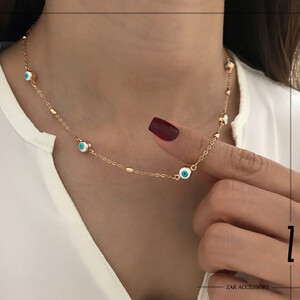 گردنبند چشم نظر و گوی کالباسی