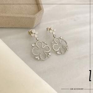 گوشواره حلقه گل نگین‌دار
