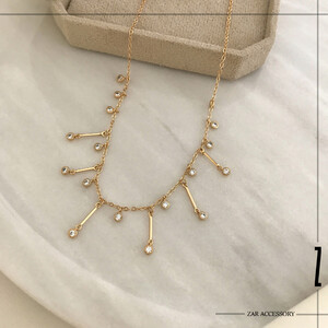 گردنبند شرابه‌ای میله‌ای و نگینی