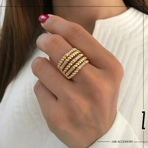 انگشتر مولتی لاین پیچی نگینی