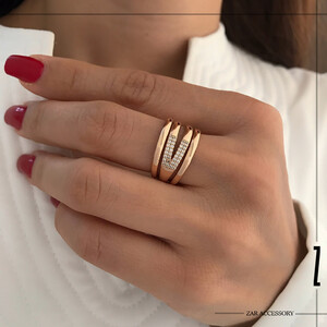 انگشتر چهار لاین نگین وی